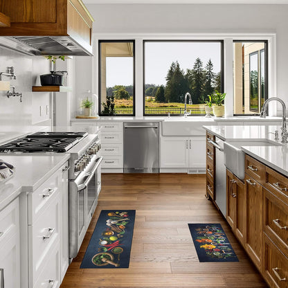 Artistic and Colorful Kitchen Rugs Kitchen Mats for Floor Non Slip Kitchen Rugs and Mats Kitchen Mat Set Farmhouse Kitchen Rugs and Mats Kitchen - Spicy Art - 2 Pieces - 30"X17" + 47”X17